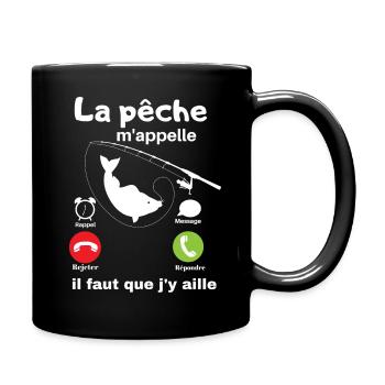 La pêche m'appelle ! - Mug uni - noir - Droite