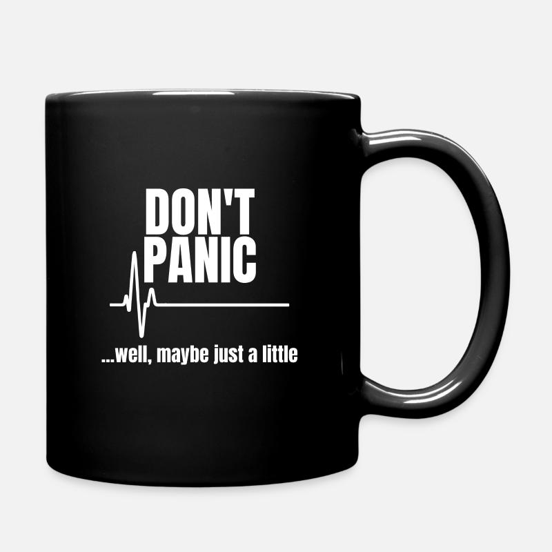 Keine Panik! Na vielleicht nur ein bisschen - Herzschlag - Tasse einfarbig - Schwarz