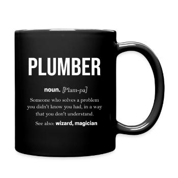 Klempner Sanitär Arbeit Rohr Geschenk - Tasse einfarbig - Schwarz - Rechts