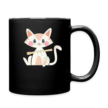 Flutist flutist flute flute player cat - Full Colour Mug - black - Right