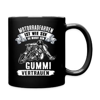 Motorradfahrer Biker Geschenk - Tasse einfarbig - Schwarz - Rechts