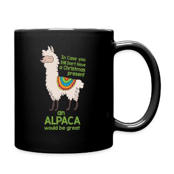 Weihnachts-Alpaka - Lustige Lama-Weihnachtsglocken - Tasse einfarbig - Schwarz - Rechts