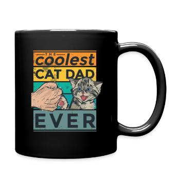 Coolest Cat Dad Best Cats Dad Cat Fathers Day - Full Colour Mug - black - Right
