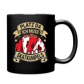 Skat Kartenspiel Design für einen Skatspieler - Tasse einfarbig - Schwarz - Rechts