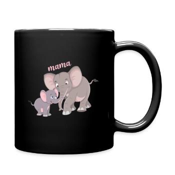 Cute elephant mom child bond - Full Colour Mug - black - Right