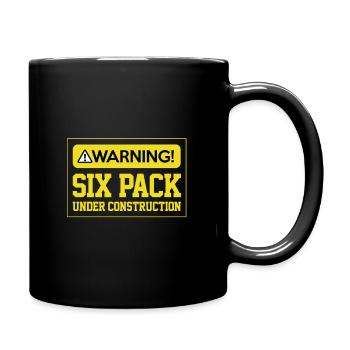Sixpack Gym Warning Muskeln aufbauen - Tasse einfarbig - Schwarz - Rechts
