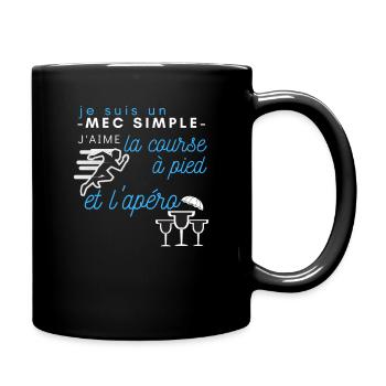 Un mec simple j'aime la course à pied et l'apéro - Mug uni - noir - Droite