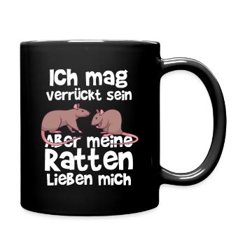 Ratte Nagetier Rattenbesitzer Geschenk - Tasse einfarbig - Schwarz - Rechts
