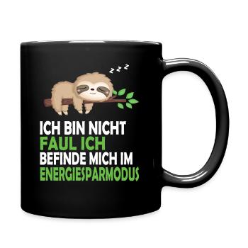 Faultier Schlafanzug Nachthemd Schlafshirt Pyjama - Tasse einfarbig - Schwarz - Rechts