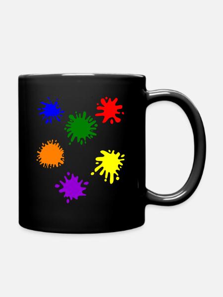 Farbkleckse - Tasse einfarbig - Schwarz