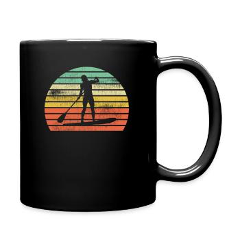 Retro Paddleboard Frauen Mädchen Sonnenuntergang - Tasse einfarbig - Schwarz - Rechts