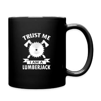Lumberjack ax saw chainsaw forest - Full Colour Mug - black - Right