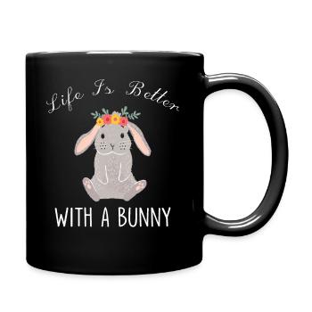 Bunnies rabbits easter - Full Colour Mug - black - Right