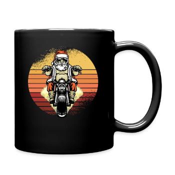 Santa Claus Biker Motorrad Weihnachten - Tasse einfarbig - Schwarz - Rechts