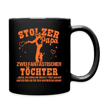 Stolzer Papa zwei Töchter - Tasse einfarbig - Schwarz - Rechts