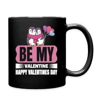 Be my Valentine verliebte Pinguine Geschenk - Tasse einfarbig - Schwarz - Rechts