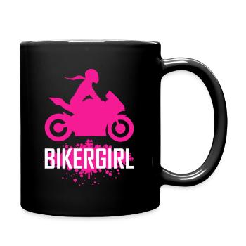 Bikergirl Supersportler Rennmaschine Bikerin - Tasse einfarbig - Schwarz - Rechts