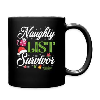 Weihnachten Naughty List Survivor - Tasse einfarbig - Schwarz - Rechts