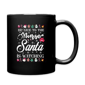Noël soit gentil avec l'infirmière que le père Noël regarde - Mug uni - noir - Droite