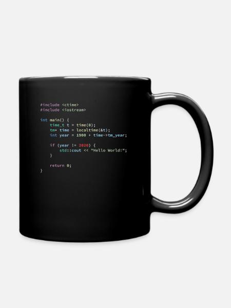 Hello World 2020 in C++ Programming Language, Code - Tasse einfarbig - Schwarz