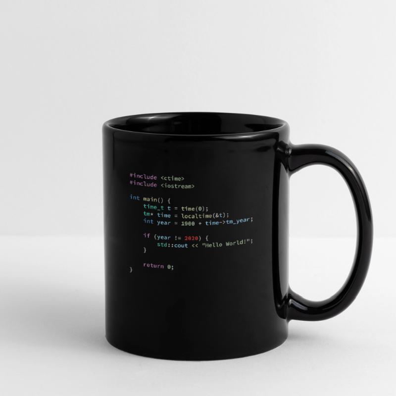 Hello World 2020 en langage de programmation C ++, code Mug uni