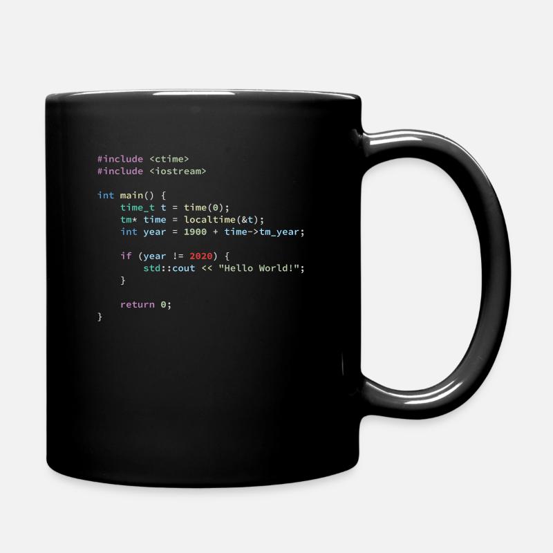 Hello World 2020 in C++ Programming Language, Code - Tasse einfarbig - Schwarz