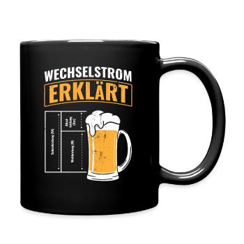 Strom Elektrotechnik Elektriker - Tasse einfarbig - Schwarz - Rechts