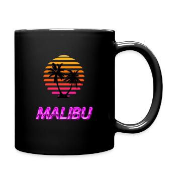 Malibu Palmen Strand Urlaub Sonne Sommer Vaporwave - Tasse einfarbig - Schwarz - Rechts