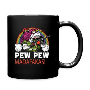 Pew Pew Einhorn - Tasse einfarbig - Schwarz - Rechts