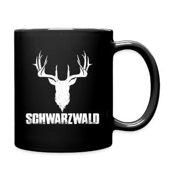Schwarzwald Hirsch Reh Rentier Wald Rotwild - Tasse einfarbig - Schwarz - Rechts