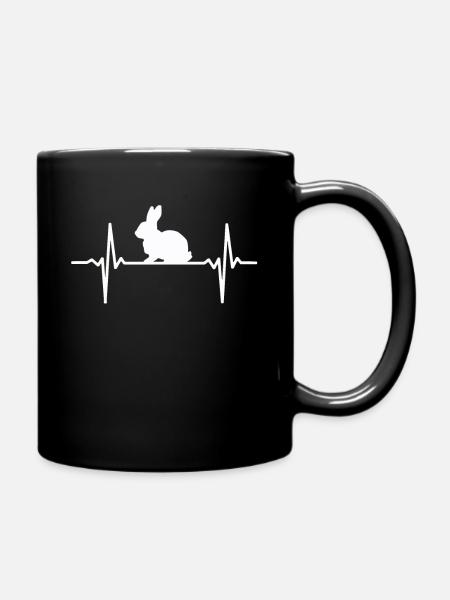 Hasen Hase Kaninchen Liebe Herzschlag Ekg Puls - Tasse einfarbig - Schwarz