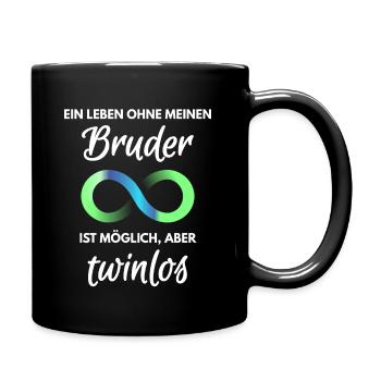 Zwillingsbruder Spruch Wortspiel für Zwillinge - Tasse einfarbig - Schwarz - Rechts