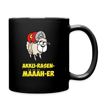 Akku Rasen Mäher Schaf Batterie - Tasse einfarbig - Schwarz - Rechts