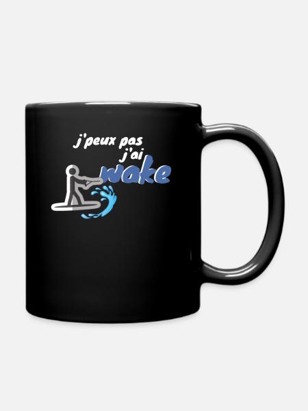 Je peux pas j'ai wake wakeboard - Mug uni - noir