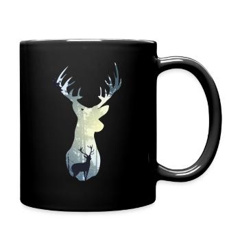 Hirsch Geweih Wald Reh Rotwild Rentier - Tasse einfarbig - Schwarz - Rechts