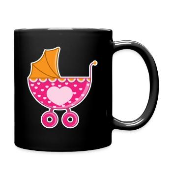 Rosa Kinderwagen - Tasse einfarbig - Schwarz - Rechts