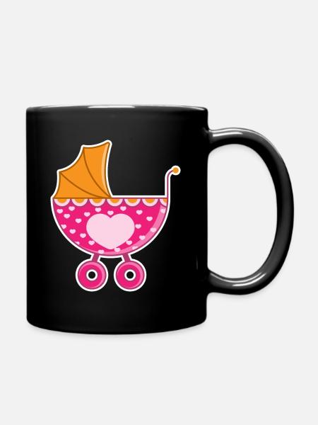 Rosa Kinderwagen - Tasse einfarbig - Schwarz