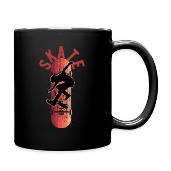 Skate Skateboard Deck Retro Skateboarder - Full Colour Mug - black - Right