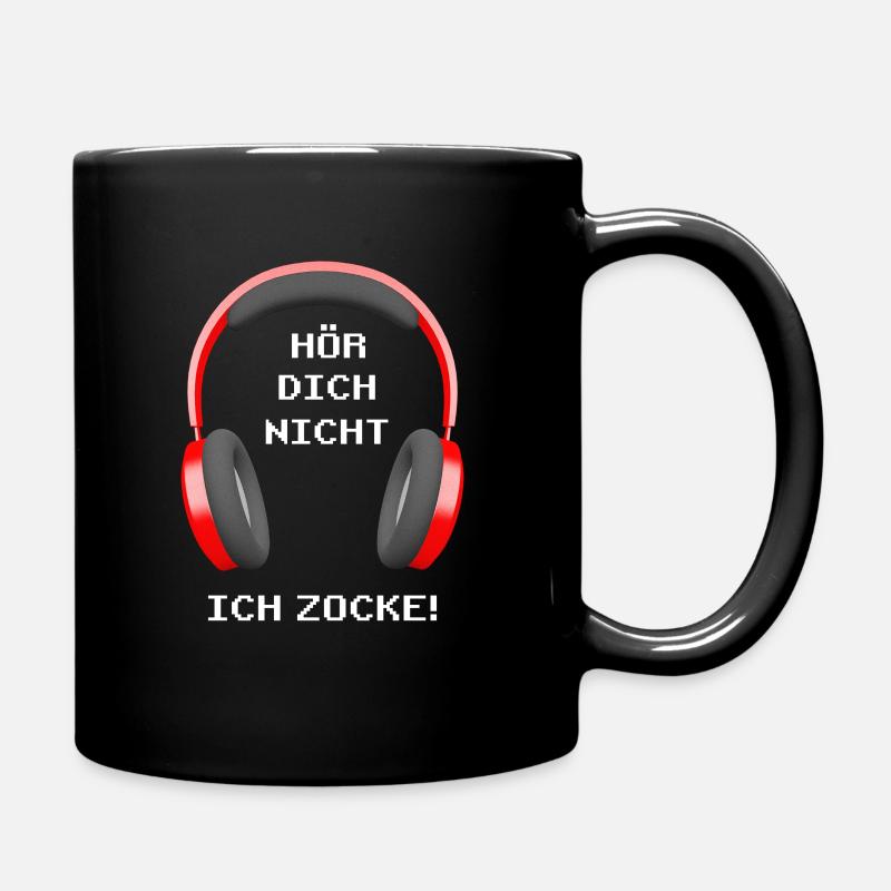 Ich höre dich nicht ich zocke Spruch mit Kopfhörer - Tasse einfarbig - Schwarz