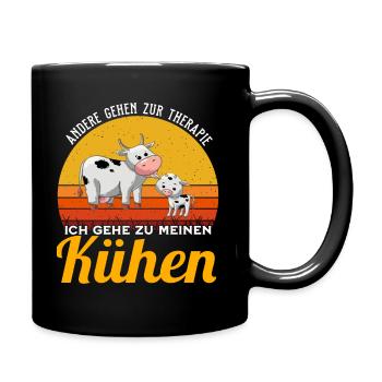 Kuh - Ich gehe zu Kühen - Tasse einfarbig - Schwarz - Rechts