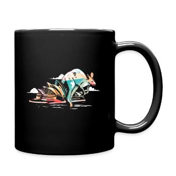 Känguru Australien - Tasse einfarbig - Schwarz - Rechts