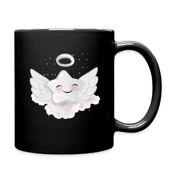 Weißer Stern mit Flügeln - Tasse einfarbig - Schwarz - Rechts