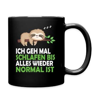 Faultier Schlafanzug Nachthemd Schlafshirt Pyjama - Tasse einfarbig - Schwarz - Rechts
