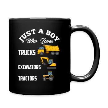 Jungs Bagger LKW Traktor Liebhaber Geschenk - Tasse einfarbig - Schwarz - Rechts