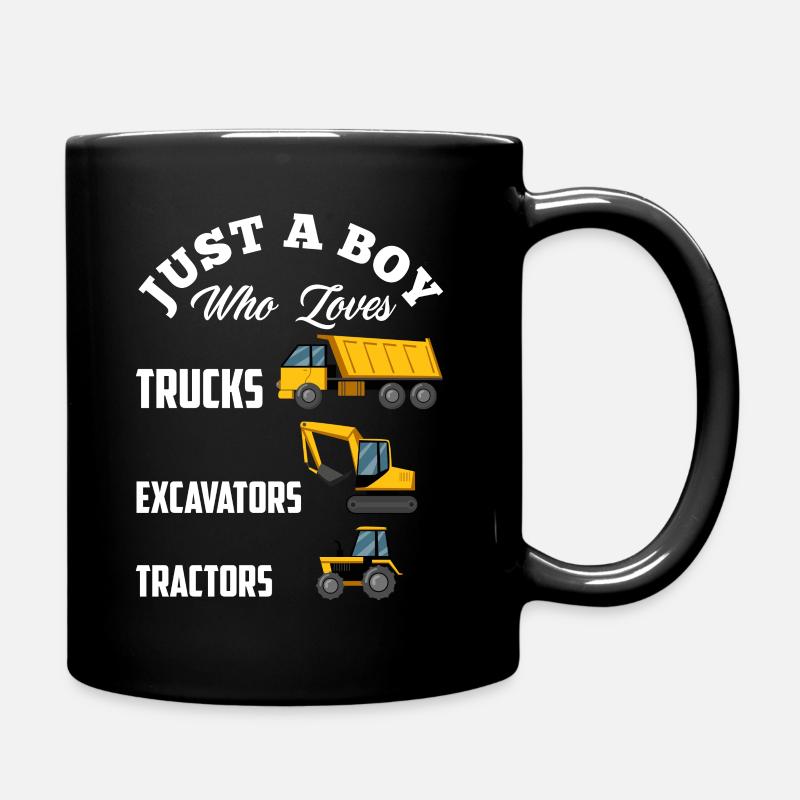 Guys excavator truck tractor lover gift - Full Colour Mug - black