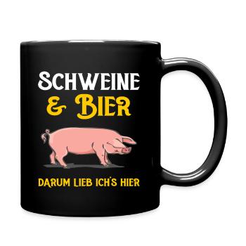 Schweine und Bier - Tasse einfarbig - Schwarz - Rechts