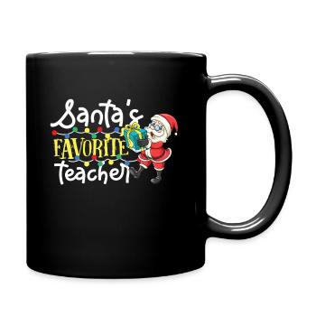 Christmas Santa's Favorite Teacher - Full Colour Mug - black - Right