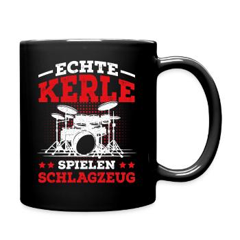 Les vrais gars jouent batteur - Mug uni - noir - Droite
