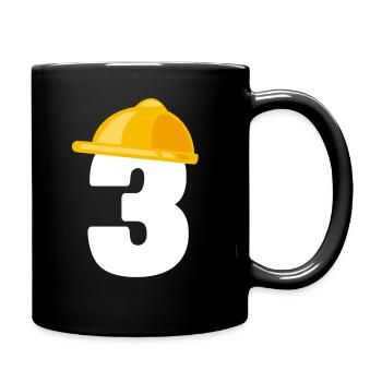 Crane excavator 3rd birthday children 3 years construction site - Full Colour Mug - black - Right