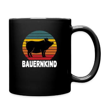 Bauernkind Landwirt Schwein Vintage Geschenk - Tasse einfarbig - Schwarz - Rechts